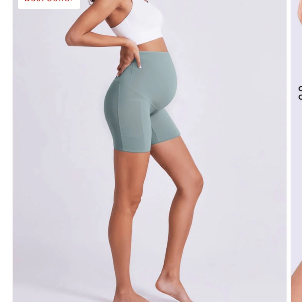 Green High-Waisted Bike Shorts with Seamless Design